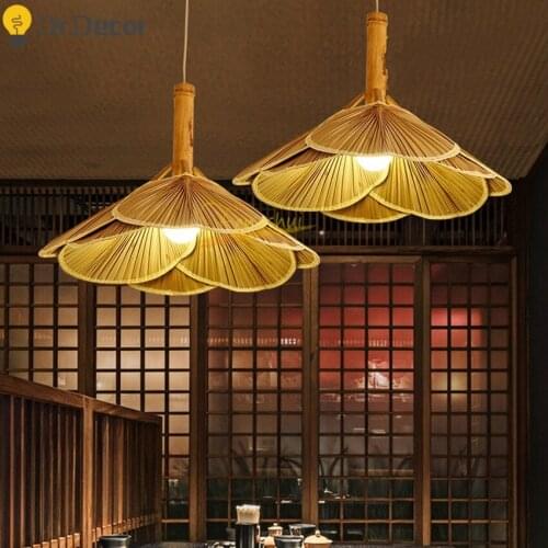 Chinese Style Wood Pendant Lights Lighting Nordic Creative LED Pendant Lamp for Restaurant Hotel Bedroom Hotel Loft Hanging Lamp