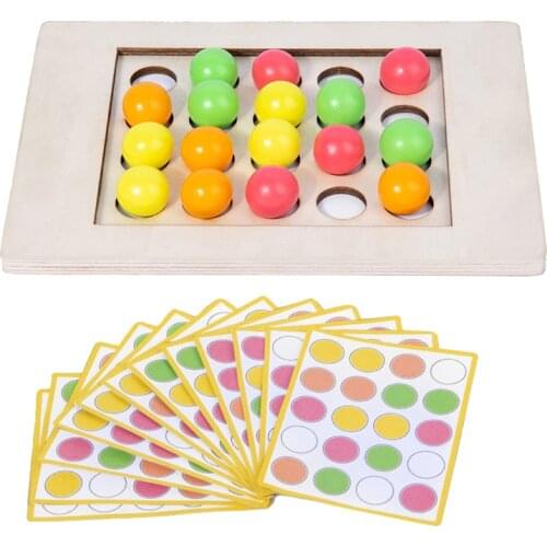 Children Color Matching Board Games Puzzle Toys Rolling Ball Finger Game Logical Thinking Training Educational Wooden Toys Gifts