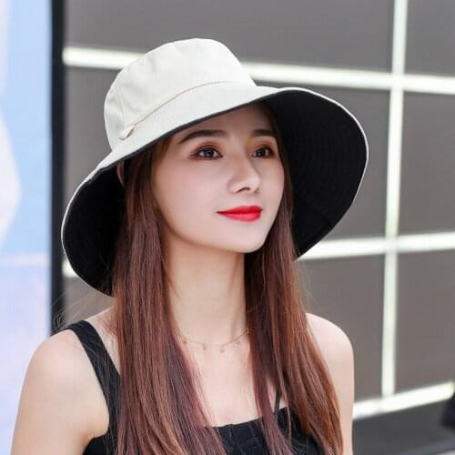 Double-Sided Fisherman Hat Female Korean Version Outing Sun Hat Sun Protection Ultraviolet Rays Big Eaves Japanese Girl Summer