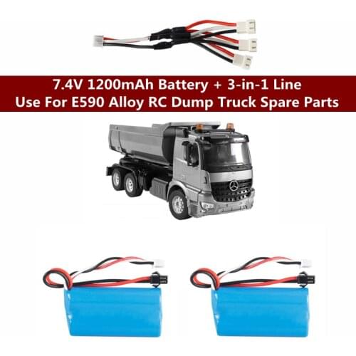 E590 1:20 Alloy Material RC Dump Truck Spare Parts 7.4V 1200mAh Battery/3-in-1 Line Use For E590 Alloy RC Dump Truck Spare Parts