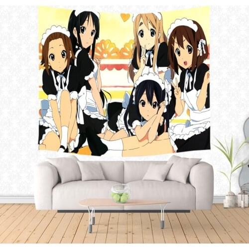 Custom K-on Girl Tapestry Wall Hanging Cloth Wedding Decor Tapestries Living Room Decoration Wall Cloth