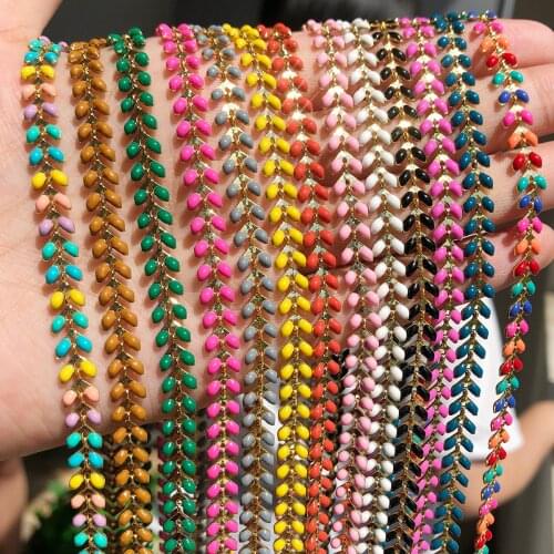 1m/lot Multicolor Futaba Dripping Oil Gold Plating Copper Chain for Jewelry Making DIY Handmade Necklaces Ankles Accessories
