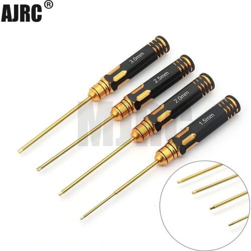 MJRC 4Pcs/set Titanium Plating 1.5/2/2.5/3mm Hexagon Screwdriver Screw Driver Tool Kit for RC Model Car Boat Airplane