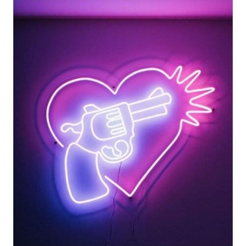 Neon Sign Blow my heart gun heart decorate home room wall window light decora Hotel store DISPLAY BUSINESS Impact Attract light