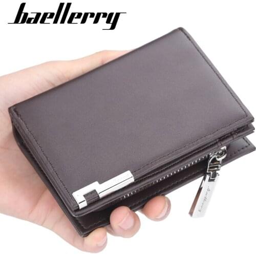 New Men Wallets Fashion Short Desigh Zipper Card Holder Men Leather Purse Solid Coin Pocket High Quality Male Purse
