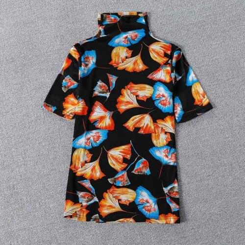 Europe style mens high quality casual t-shirts hot fashion floral print women/men summer tee tops B750