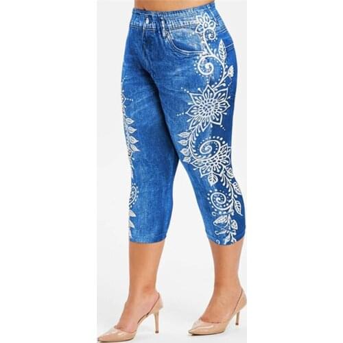 New Women Pencil Pants Sexy Ladies Jacquard Weave Ninth Pants Fashion Female Print Floral High Waist Pants For Women