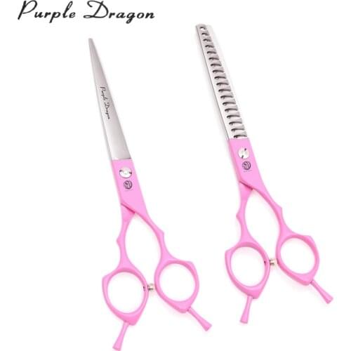 Animal Hair Scissors Add Bag Purple Dragon 7" Pink Japan Stainless Thinning Shears 9029# Pet Hair Scissors Dog Grooming Scissors