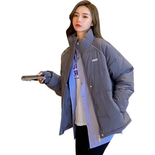 Women Winter Short Stand Collar Windproof Loose Coat Puffer Jacket Cotton Padded Parkas Warm Outwear Overcoat