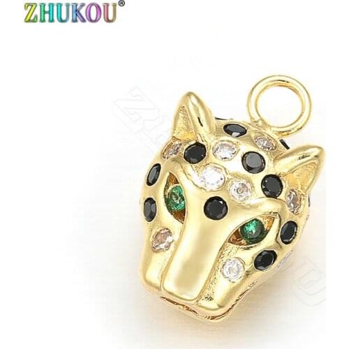 ZHUKOU 10x16mm Fox Brass Cubic Zirconia Exquisite Charms for Handmade Necklace Earrings Jewelry Accessories Making model:VD415