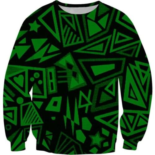 Animated Inverted Geometric Wax Print 3D All Over Print Crewneck Pullover Sweatshirts Hipster Streetwear Men Clothing Dropship