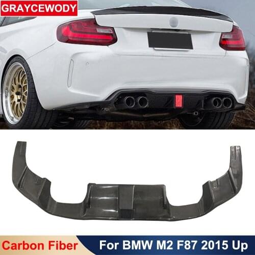 Real Carbon Fiber Material Rear Bumper Lip Diffuser With Led Lights For BMW M2 F87 2015 Up Car Tuning Styling Modification
