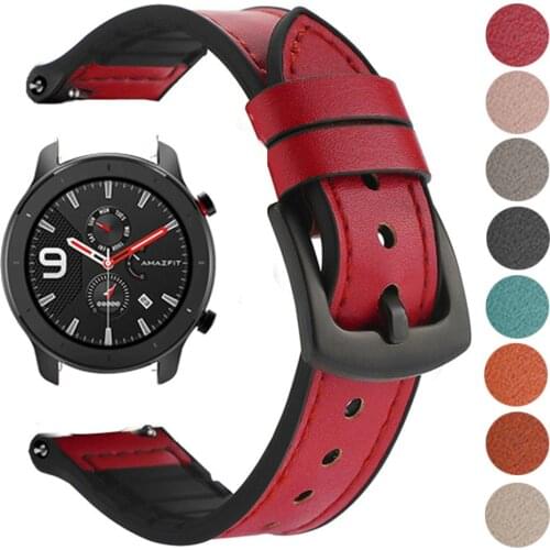 Leather Silicone Strap For Huami Amazfit GTR 2 47mm 42mm Bracelet Band for Amazfit Stratos 3 GTS 2 Bip S 2e 20mm 22mm Wristbands