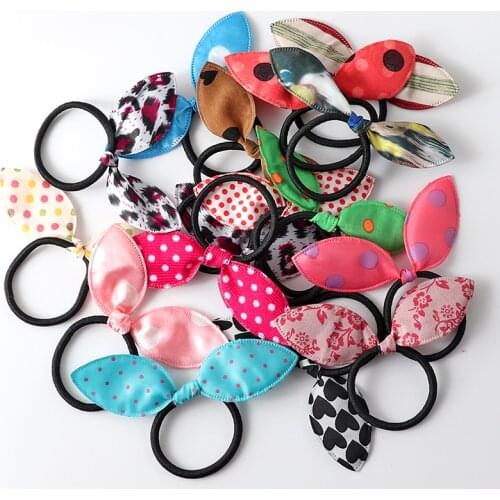 10/20Pcs Cute Rabbit ear Hair bands Girl Rubber band Elastic Black rubber band Baby Headwear Korean Children Hair Accessories