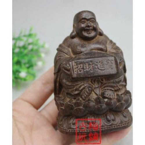 China collection old wood carving The Maitreya Buddha statue /2