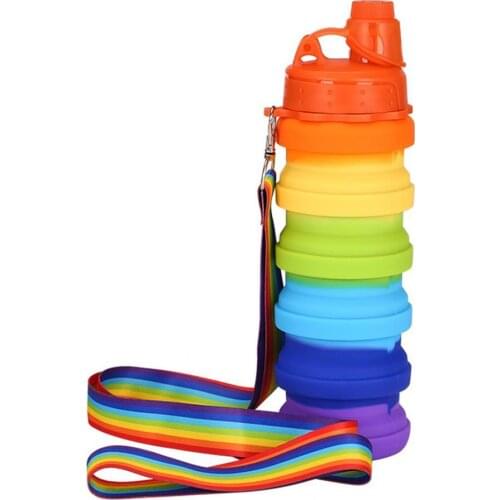 80%HOT500ml Foldable Water Bottle Portable Fitness Training Drinking Cup for Outdoor Sports