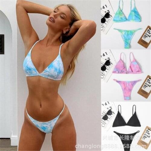 Sexy Bikini Micro Women`s Swimsuit 2021 Tie Dye Mini Thong Bikinis Set Brazilian Swimming for Women Swimwear Female Bathing Suit