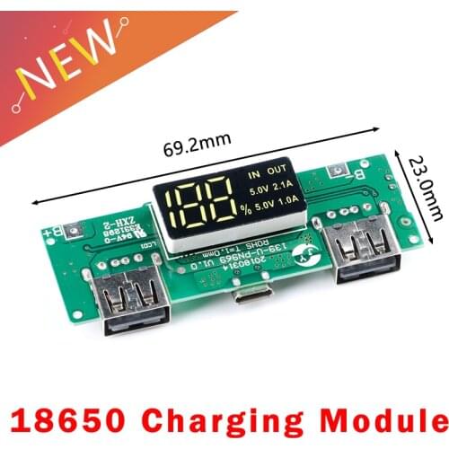 LED Dual USB 5V 2.1A Micro/Type-C USB Mobile Power Bank 18650 Charging Module Lithium Battery Charger Board Circuit Protection