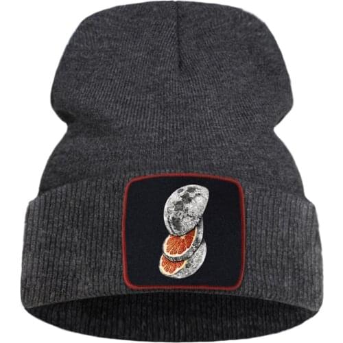 Warm Hot Sale Winter Hat Flexible Simple Knitted Hats Skullies Comfort Cap Creativity Prints Planet Fruit Wool Beanie Hat