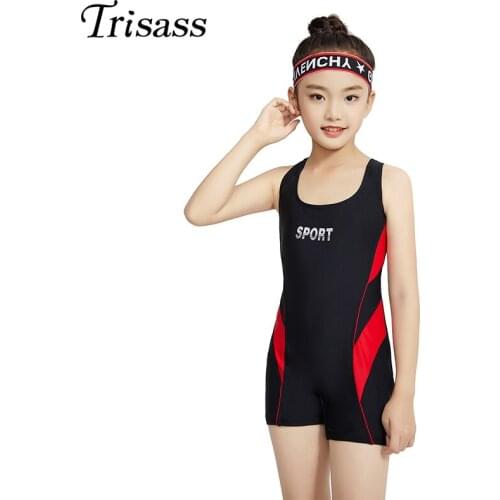 Trisass 2021 New One Piece Swimwear For Girl S-3XL Plus Size Childrens Swimsuit With Short Pants Kids Backless Bathing Suit