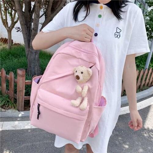 Wild School Design Backpack Cute Womens Students Backpacks For Girls Solid Color Female Bags Trend Large Capacity Schoolbag