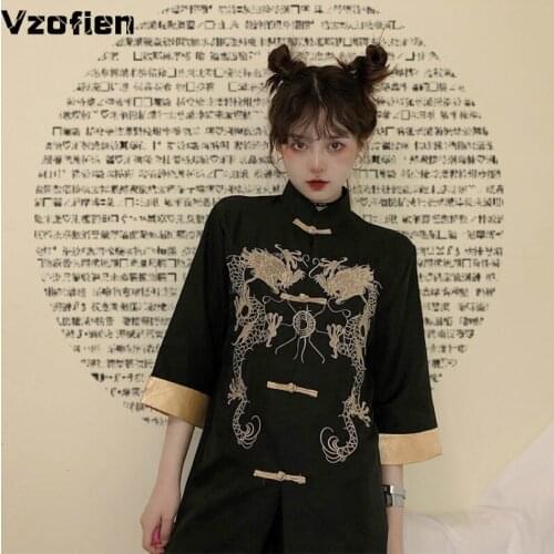 Japanese Kimono Women Harajuku Streetwear Retro Chinese Style Shirt Hanfu T-shirt Fashion Tang Suit Kimono Cosplay Casual Blouse
