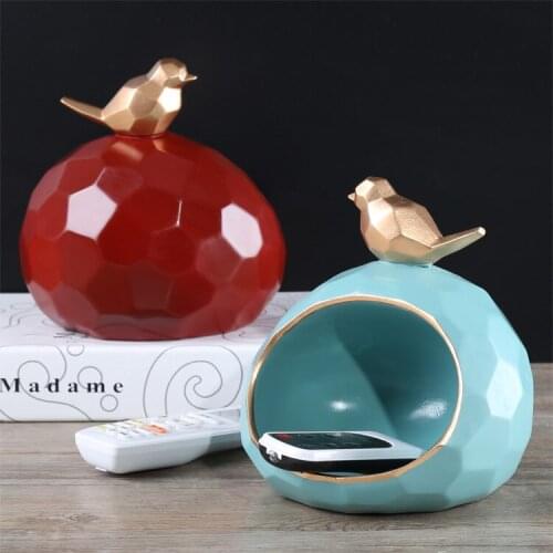 Fun Pastoral Golden Bird and Birds nest Resin Desktop Storage Box Geometric home decoration storage