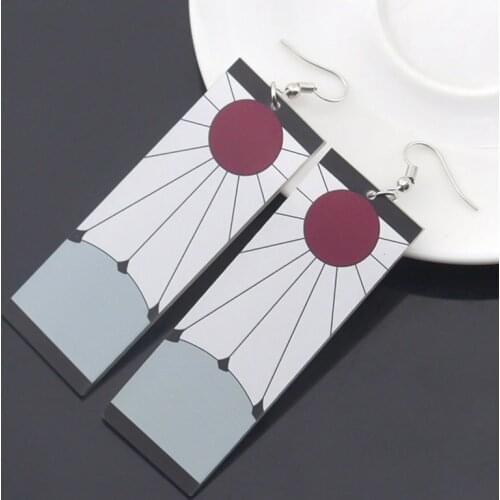Vintage Anime Acrylic Drop Earrings Demon Slayer Kimetsu no Yaiba Blade of Ghost Earings For Women Men Cosplay Jewelry Gift