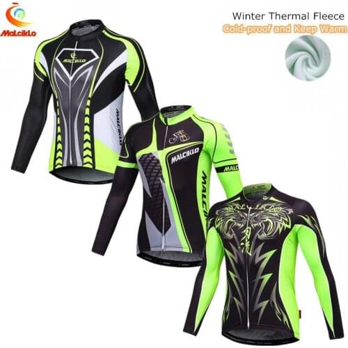 Malciklo Winter Cycling Jersey Long sleeve 2018 Thermal Fleece Jacket Warmer Bike Clothing Roupa Ciclismo Invierno Hombre
