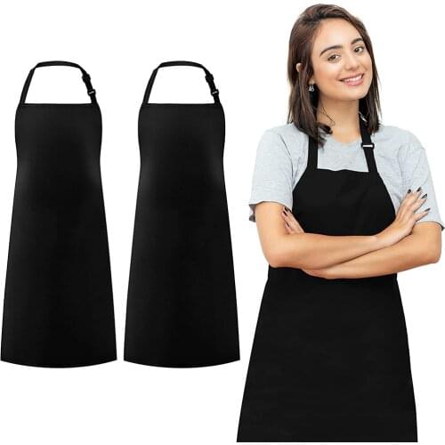 2 Pack Adjustable Bib Apron Thicker Version Waterdrop Resistant with 2 Pockets Cooking Kitchen Aprons for Women Men Chef