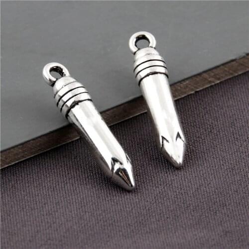30Pcs Silver Color Lovely Pencil Charms Fit Student Gift Ornaments Pendant Making Necklaces Accessories Jewelry 20x2mm A3127