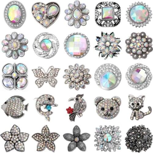 5pcs/lot New Snap Jewelry Vintage Metal Love Cat Butterfly Dolphin Bear Flower Charm 18mm Snap Button Jewelry for 18mm Snaps Bra