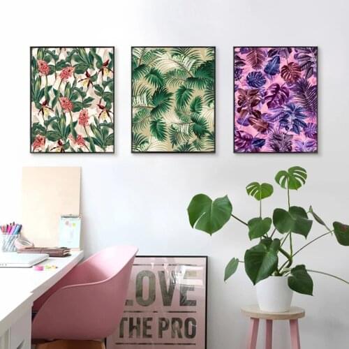 5D Diy Diamond Embroidery Mosaic Tropical Jungle Plants Paintings Rhinestone Pictures Wall Art Flowers Poster Home Decoration