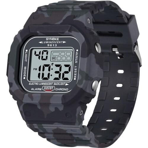 Relogio digital Sports Wristwatch Mens LED Electronic Watch 3Bar Waterproof SYNOKE Brand PU Strap Men Watch Sport Fashion Clock