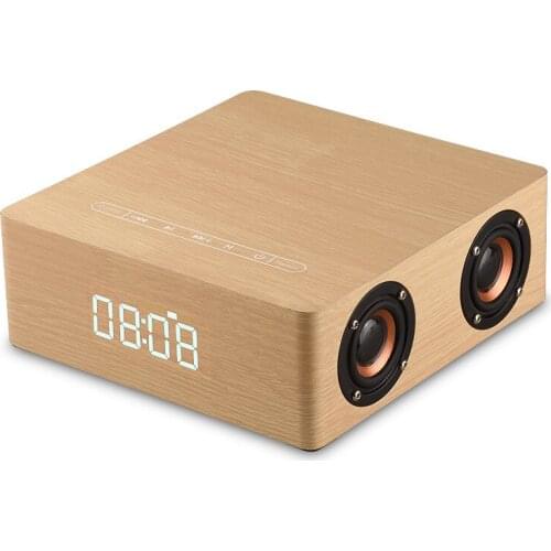 Wooden wireless Bluetooth TF card U disk playback small speaker touch clock
