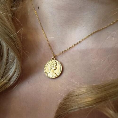 Disc Elizabeth Necklace Medallion Necklace Roman Coin Necklace,layered Necklace,Coin Necklace Bridesmaid Gift Birthday Gift
