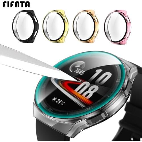 FIFATA Full Case Cover For Huawei Watch GT 2e GT2e GT2 E Smartwatch Screen Protector Tempered Glass+PC Protect Case Shell 2in1