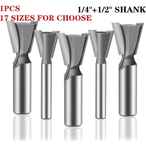1pc 1/4Inch 1/2" Shank Dovetail Bits 2 Flute Router Bits For Wood Tungsten CNC Engraving Tool Milling Cutter Woodworking Bits