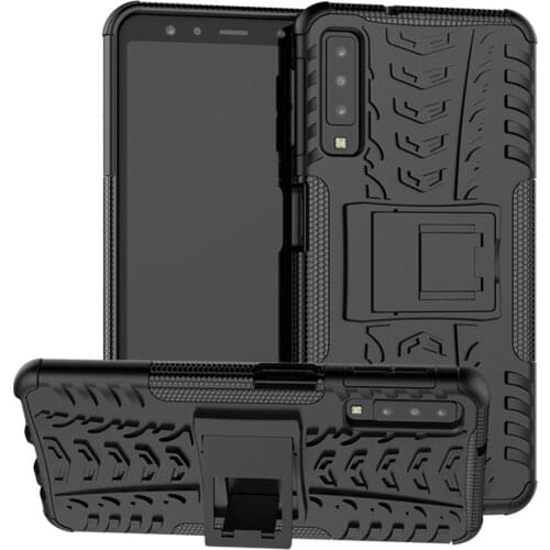 Dual Layer Tire Patterned Hybrid Armor Case With Kickstand Shockproof Protective Hard Back Cover For Samsung Galaxy A7 2018 A750