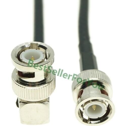 RG58 Cable BNC Male Q9 Right Angle To BNC Male Q9 Straight Lot Crimp Jumper Pigtail