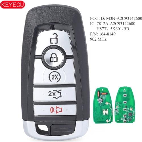 KEYECU 164-8149 Aftermarket Smart Keyless Entry Remote 5 Button 902MHz fob for Ford Edge Fusion 2017-2020 FCC ID: M3N-A2C3124330