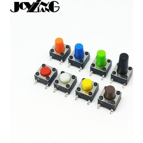 6MM Patch Switch 4Pin 6x6x Height 7.5mm-10MM Push Button Switch Black Red Orange Yellow Green Brown Blue White Color