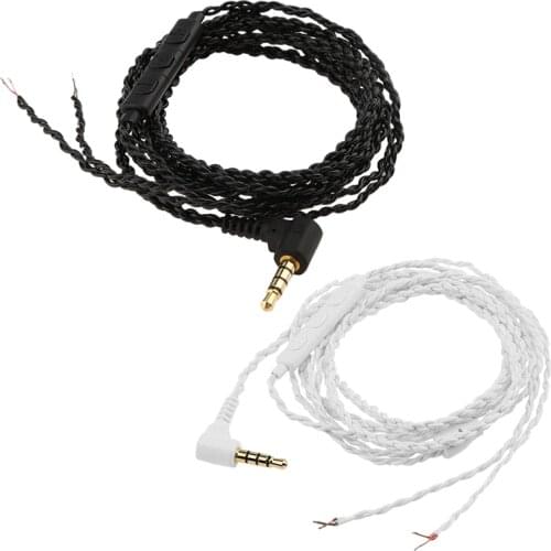 Top Earphone o Cable Repair Replacement 3.5mm TRS Jack DIY Elbow Headphone 4 Copper Core Wire with Mic Volume Control