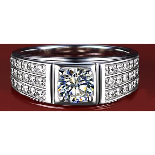 S925 Sterling Silver Mens Diamond Ring Group Setting Wedding Proposal for Girlfriend Gift Luxury Exquisite Elegance Noble