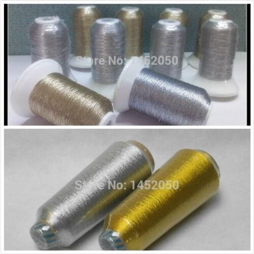 Metallic Embroidery Thread Filament 3500m*2 + Gold and Silver Machine Thread 500m *8 ,MS Type,150d/2 High Luster,High Strength
