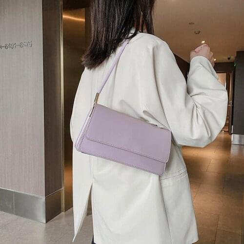 New Style PU Leather Flap Underarm Shoulder Bag Womens Plain Color Double Small Square Bag Portable Handbag Crossbody Bag