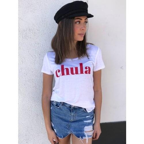 New Arrival Chula Tees Mexicana Shirts Latina Shirts Chula Print T-Shirt Womens Cool Tees Ladies Shirts Crewneck T-shirt
