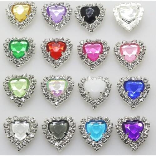 New 10pcs/lot 10mm DIY hand decoration Buttons 4-hole sewing heart-shaped acrylic rhinestone button