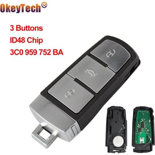 OkeyTech 434MHz 3 Buttons Keyless Uncut Flip Smart Car Remote Key Fob ID48 Chip 3C0959752BA for VW Passat B6 3C B7 Magotan CC