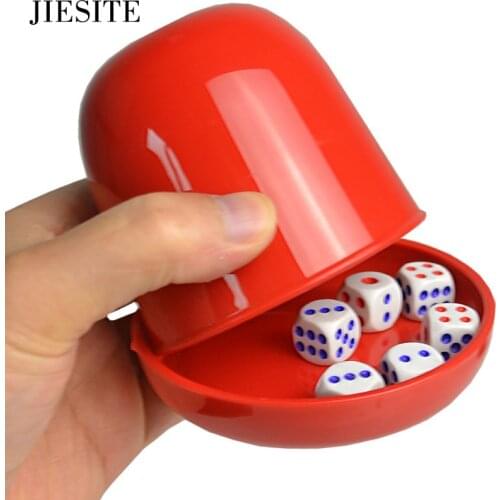 Plastic Poker Dice cup set with Tray/Lid 6 dices Shaking Cup Drinking Board Game Casino Gambling Dice Box Custom LOGO and Color